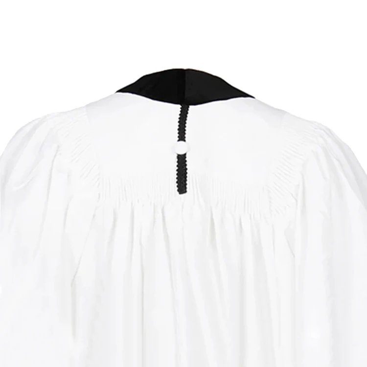 White Matte Fluted Geneva Clergy Robes Gown Women Men With Velvet Panel factory