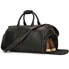 Luxury Multifunction Organza Suit Garment Bags Men's Real Leather Travel Duffle Bag With Shoe Compartment