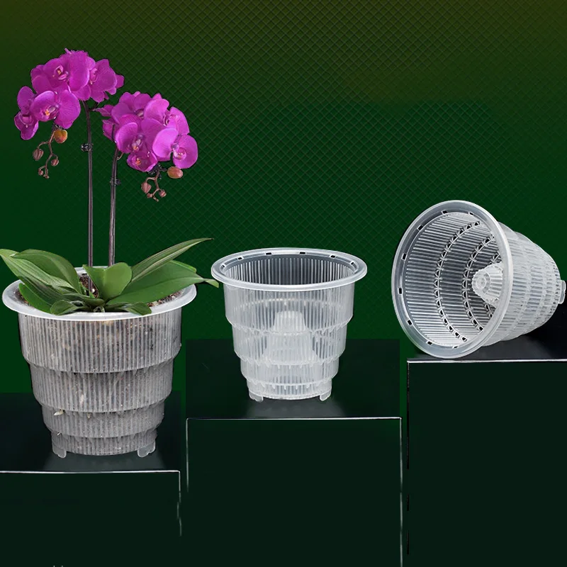 Transparent Plastic Flower Pot Succulent Orchid Mesh Pot 10 12 15cm Garden Decor