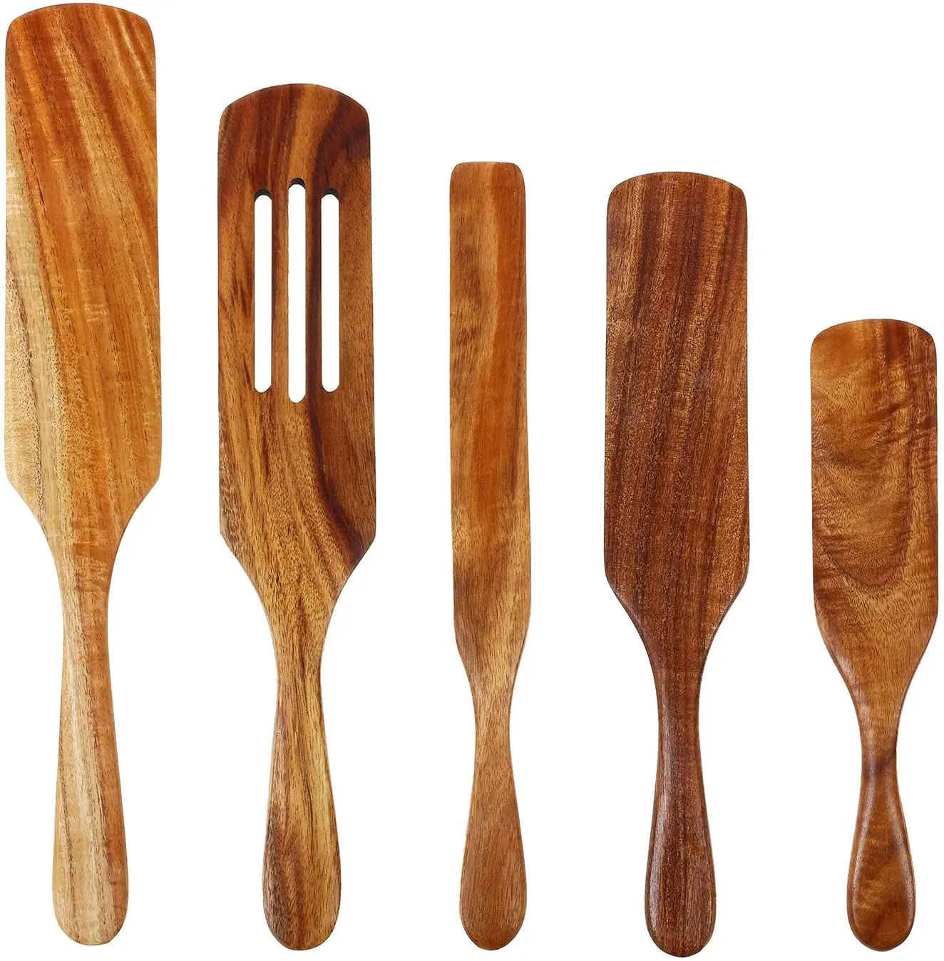 Teak Wood Spurtle Wooden Spoon Spatula Set of 2 Handcrafted Kitchen tool Utensil 
