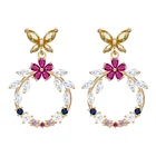 Earrings Crystal Fashion 18K Gold Earrings Jewelry Shiny Multi Crystal Butterfly Flower Stud Earrings Women Girls