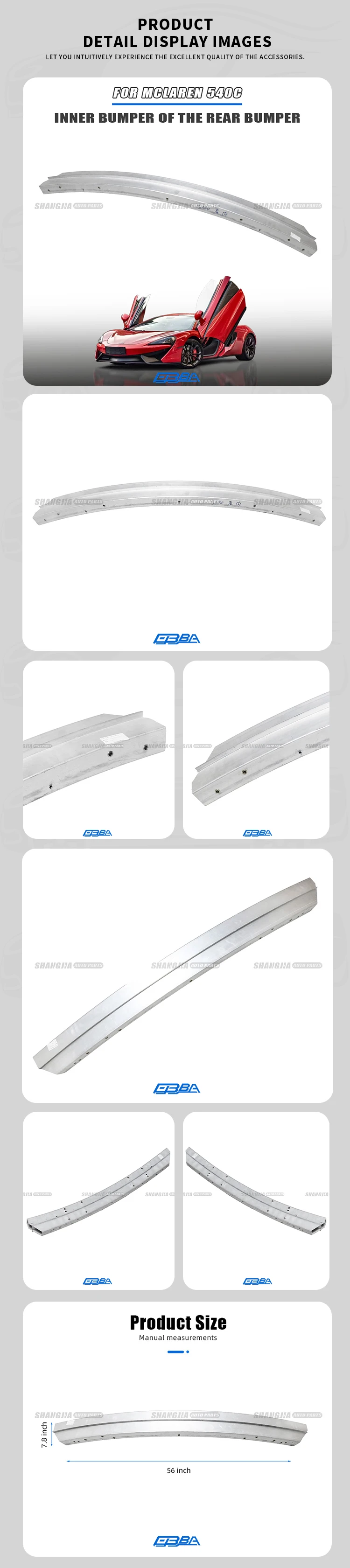 Top Quality Body Parts For Cars Aluminium Rear bumper inner reinforcement For Mclaren 540C 570S 13A0019CP supplier