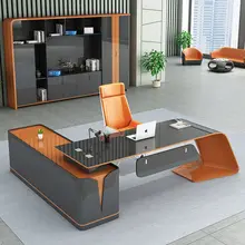 High Tech Wooden Doctors President Boss Executive Office Desk Modular Lacquer boss table with Cabinets