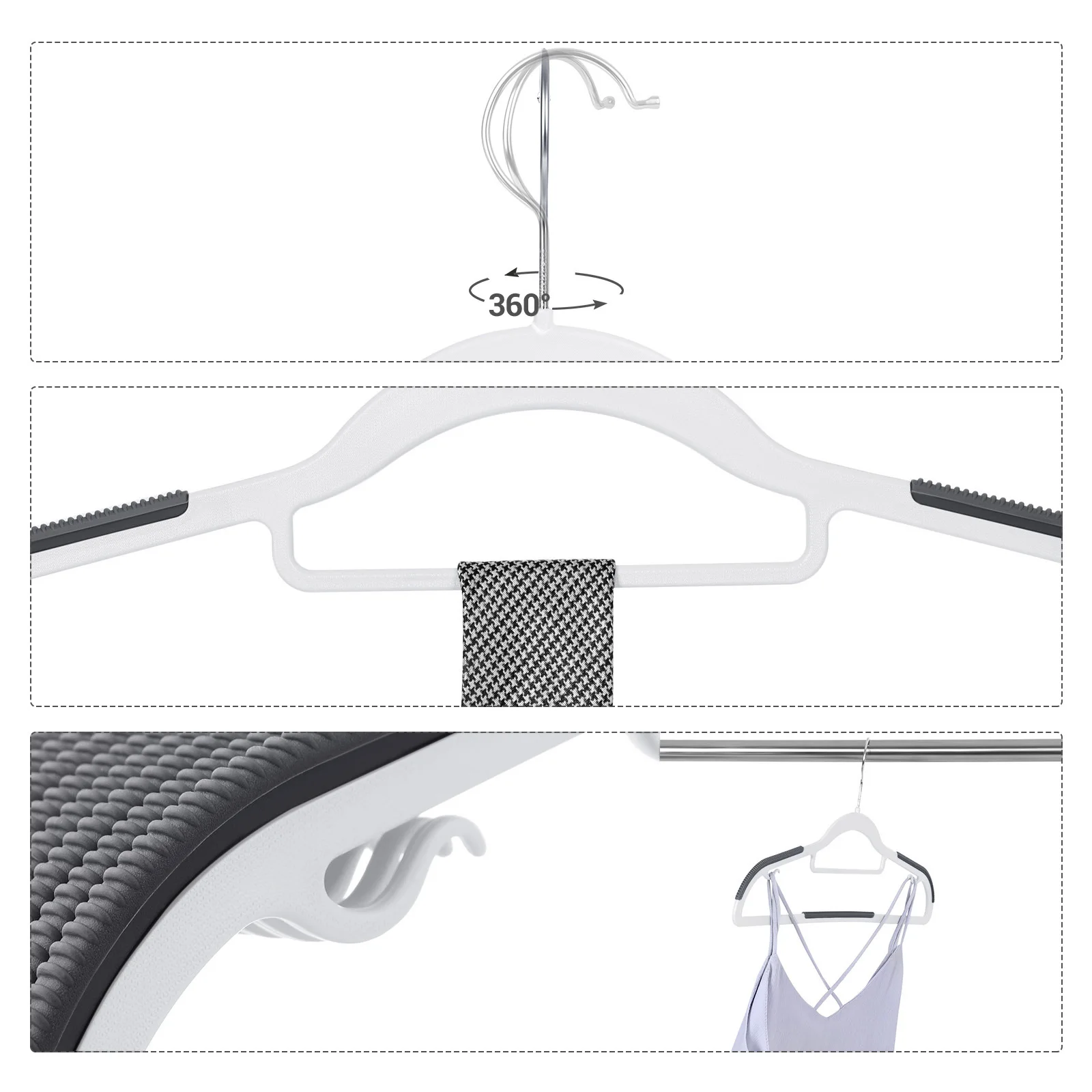 SONGMICS standard plastic suit hangers white 30 pack custom Flocking Non-Slip clothing hangers plastic for shop