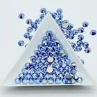 Facets Sapphire WHATSTONE 2088 8 Big 8 Small 16 Cut Facets Sapphire AB Flat Back Non Hot Fix Glass Nail Art Rhinestones