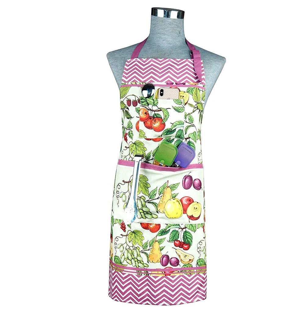 Printing Cotton Cooking Aprons For Women Restaurant Waiter Household Kitchen Cleaning Cook Chef Apron