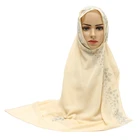 Chiffon Scarf Zhenshiman Leaf Pattern Latest Plain Chiffon Scarf 2021 Muslim Women Shawl Scarf Wholesale