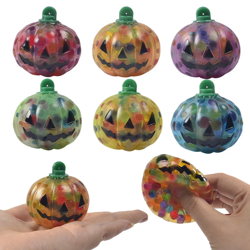 24pcs wholesale adult decompression halloween toy pumpkin squeeze games stress balls
