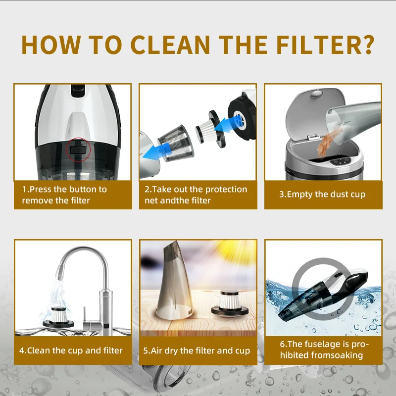 Mini Handheld Car Vaccum Cleaners Cordless Strong Power Suction Wireless and Wired Dual Use Vehicle Cleaner Cleaner Car Vacuum