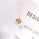 Gold Heart Real 18k Rose Gold Dainty Heart Shape Diamond Pendant Necklace For Women