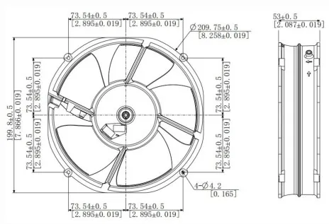 Frame Dual Ball Bearing, 200MM, 220x200x53mm, 12V, 24V - detail 8