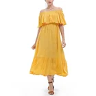 Dress Custom Topshow Lady Chiffon Ruffle Solid Color Off Shoulder Beach Party Elegant Vestidos Women Maxi Dress