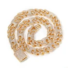 Diamond Jewelry Gold New Arrival 12mm Full Diamond Jewelry Gold Plated Hip Hop Cuban Chain