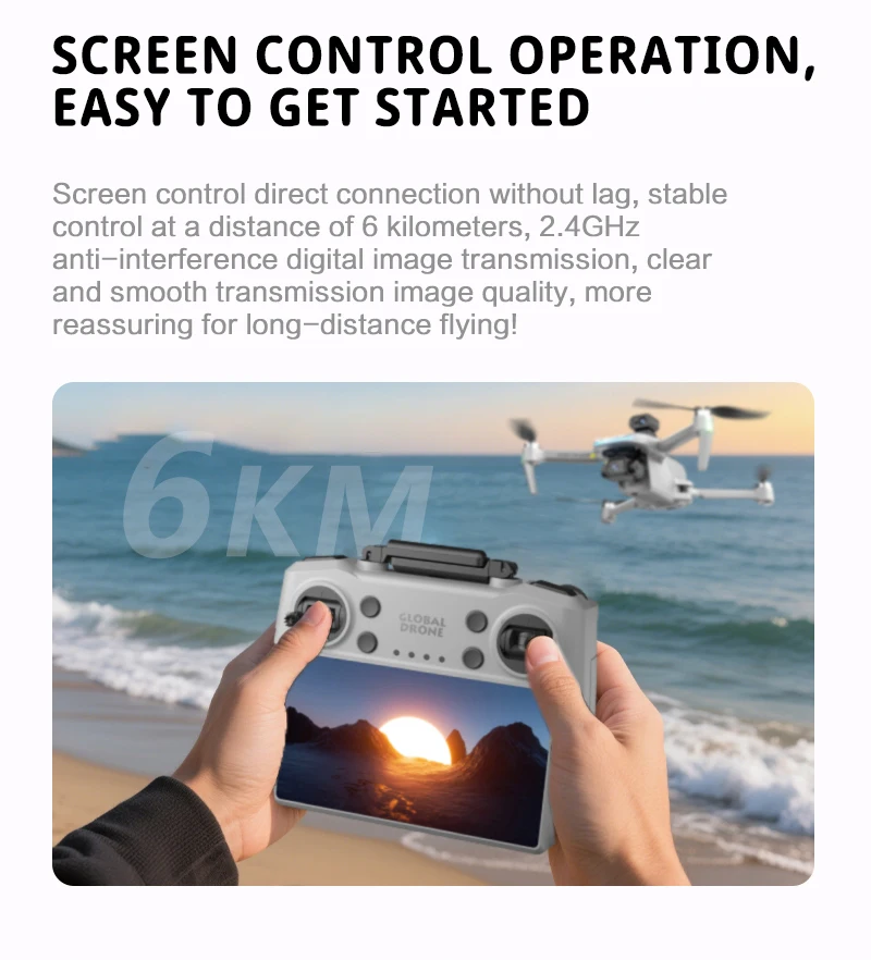 GD97PRO GPS Drone 3-axis Gimbal Ordinary Remote Control Flight Long Range 6KM Display Digital Remote Controller Real 1080P to 4K