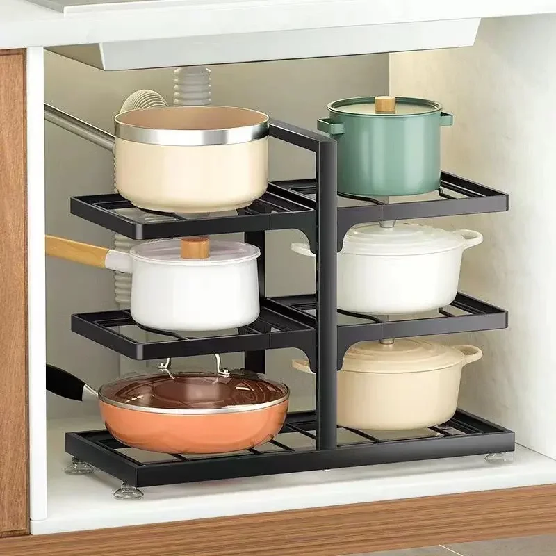 Household items kitchen storage racks organizational materials counter cabinets pot racks adjustable pot cover racks