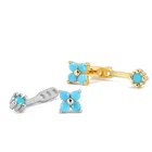 Flower Earrings Earrings Gemnel Jewelry 14k Gold Plated 925 Sterling Silver Removable Small Turquoise Flower Stud Earrings