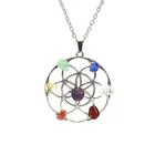 Pendant Natural Crushed Stone Crystal Necklaces Jewelry For Men Women Alloy Round Pendant Flower Necklace