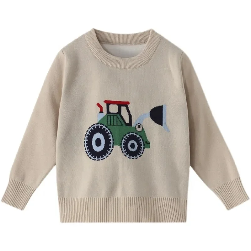 2024 new children's clothing pure solid color pullover boys sweaters button kids knitted sweater