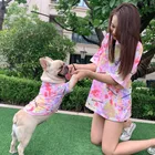 Dog T-shirt Fashion Colorful Printed Cotton Pet Dog T-shirt Match Owner And Dog Clothes Dog Matching Clothes