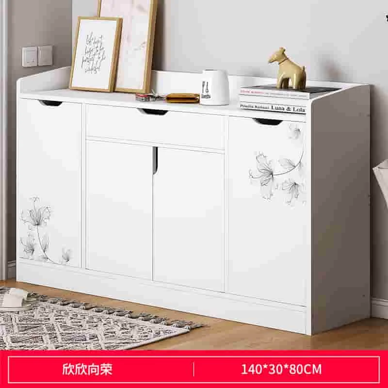 Elegant Wooden Shoe Cabinet Closed Shoe Rack Large Capacity for Living Room with Doors and Drawer