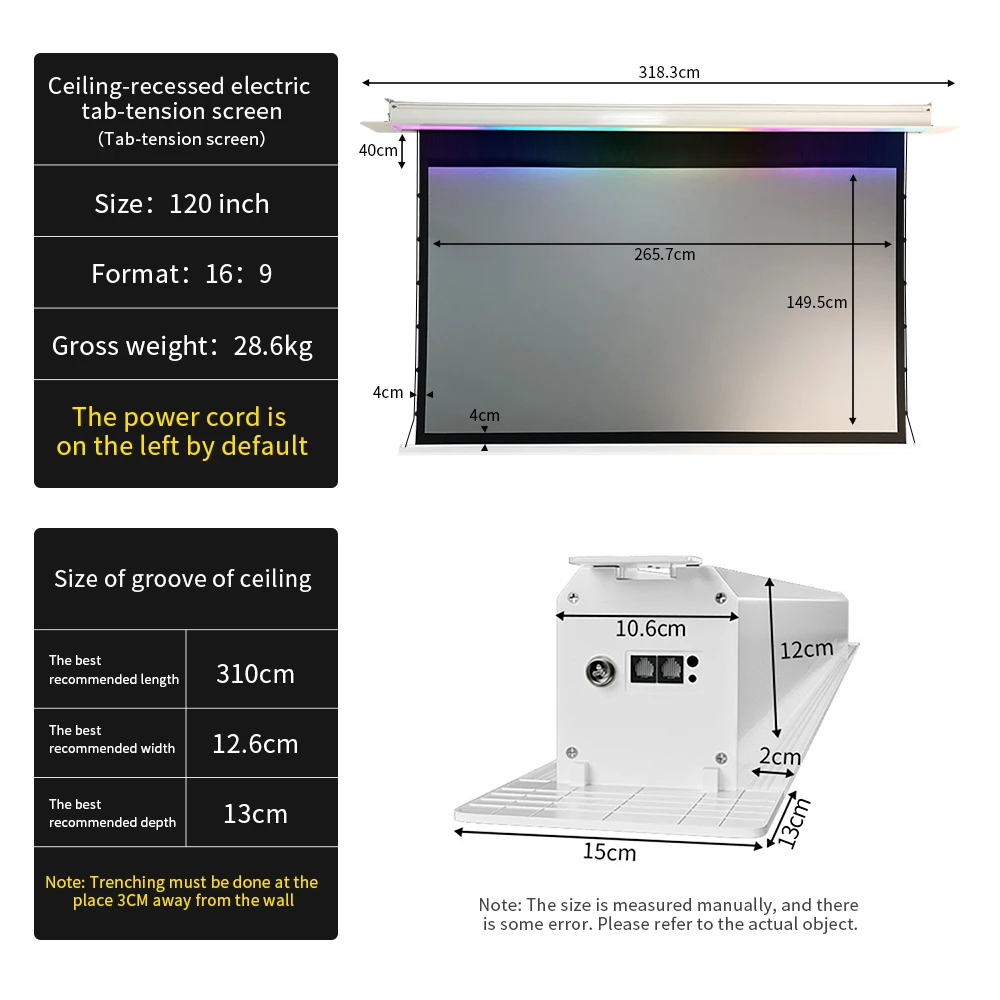 Écran De Projecteur Motorisé Dans Le Plafond 120 Écran De Projection 8K