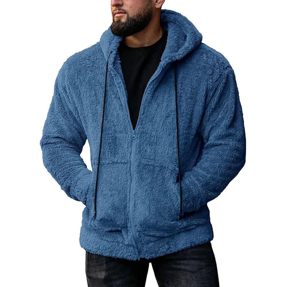 Cotton Fleece Mens Fuzzy Flannel Jacket 