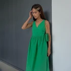 Wholesale Classic Loose Sleeveless Cotton V Neck Midi Summer Dress 2022 Vestidos Elegantes Para Mujer