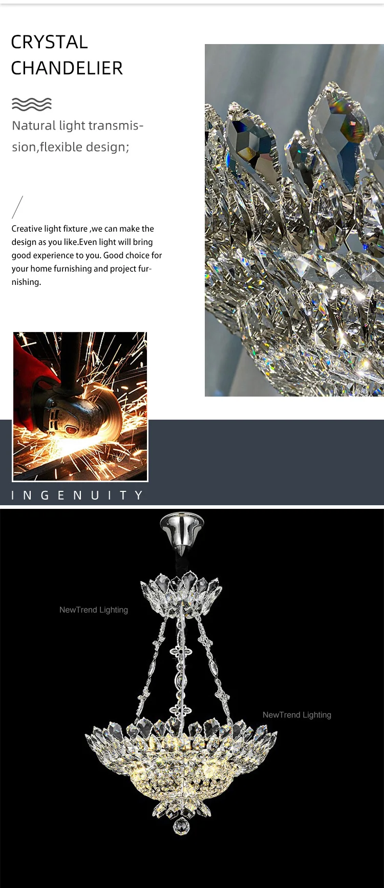 cpl 284 luxury design indoor decoration hotel lobby hall villa crystal led chandelier light-1