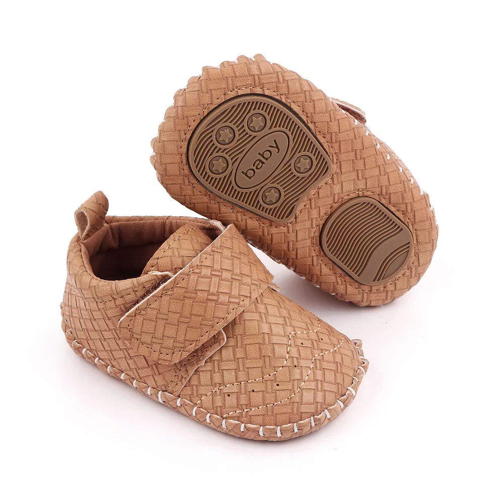 Baby Shoes for Boys Pure Color PU Leather Infants Simple Casual Soft Sole Non-slip Toddler Shoes supplier