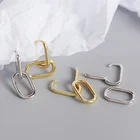 Sterling Silver Hoop Isunni S925 Sterling Silver 18k Gold Plated Double Rectangular Hoop Earrings