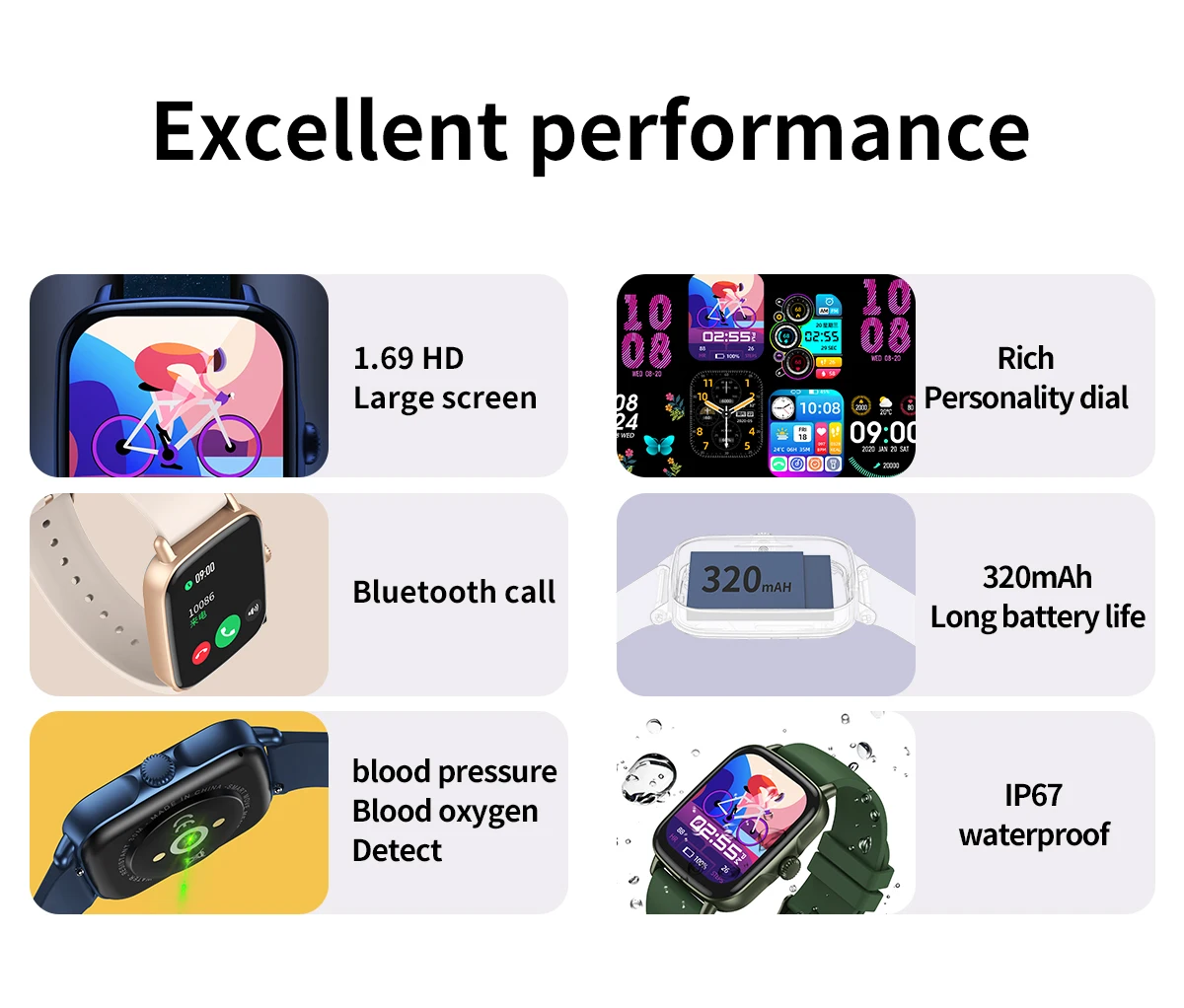 Aw18 Full Screen Smart Watch Ecg Monitor Blood Pressure Oxygen Pulse