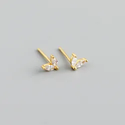 Luxury Minimalist S925 Sterling Silver  Zircon Heart Stud Earrings Women Shiny Cz Flower Earrings Jewelry For Gift