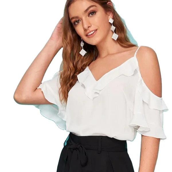 spaghetti strap cold shoulder top