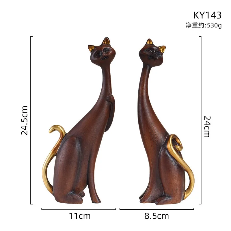 Modern Style 2 Piece Couple Cats Oil Painting Statues Room Decoration Accessories Sculptures for Home Decor Gifts Resin Crafts