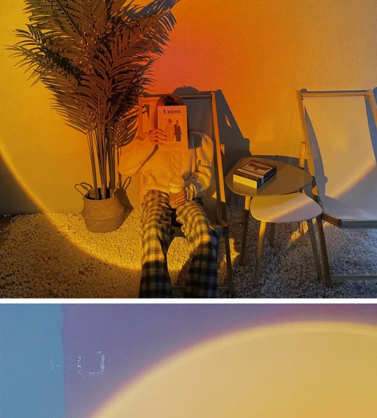 Indoor ABS DC 5V Usb Living Room Kids Boys Sunset Rainbow Projector Night Lamps