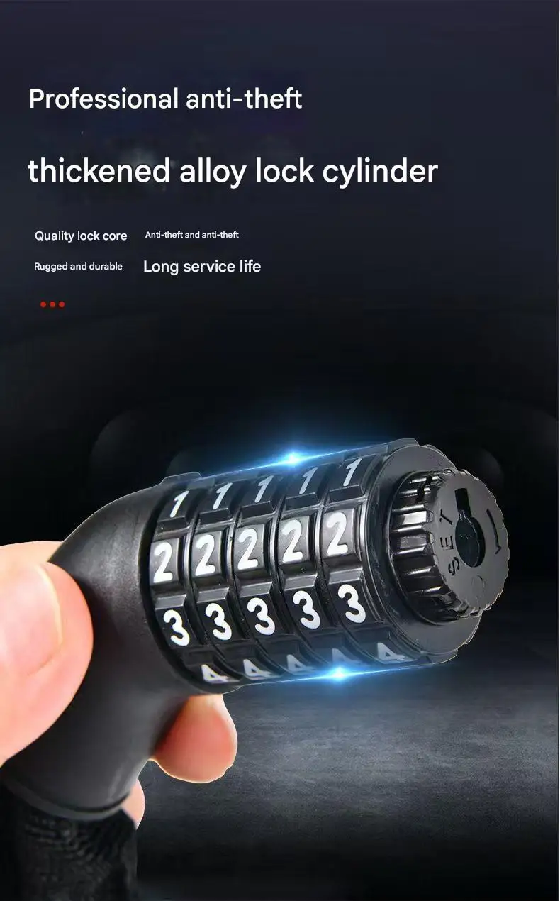 Waterproof Rust-Free ABS+Steel Black Anti-Theft Password Chain Lock for Mountain Bike/Electric/Battery Bike/Motorcycle