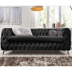 Sofa Luxury Design Sofa Furniture Sofa Sets Black Italian Velvet Chesterfield 3 Seater Sofa