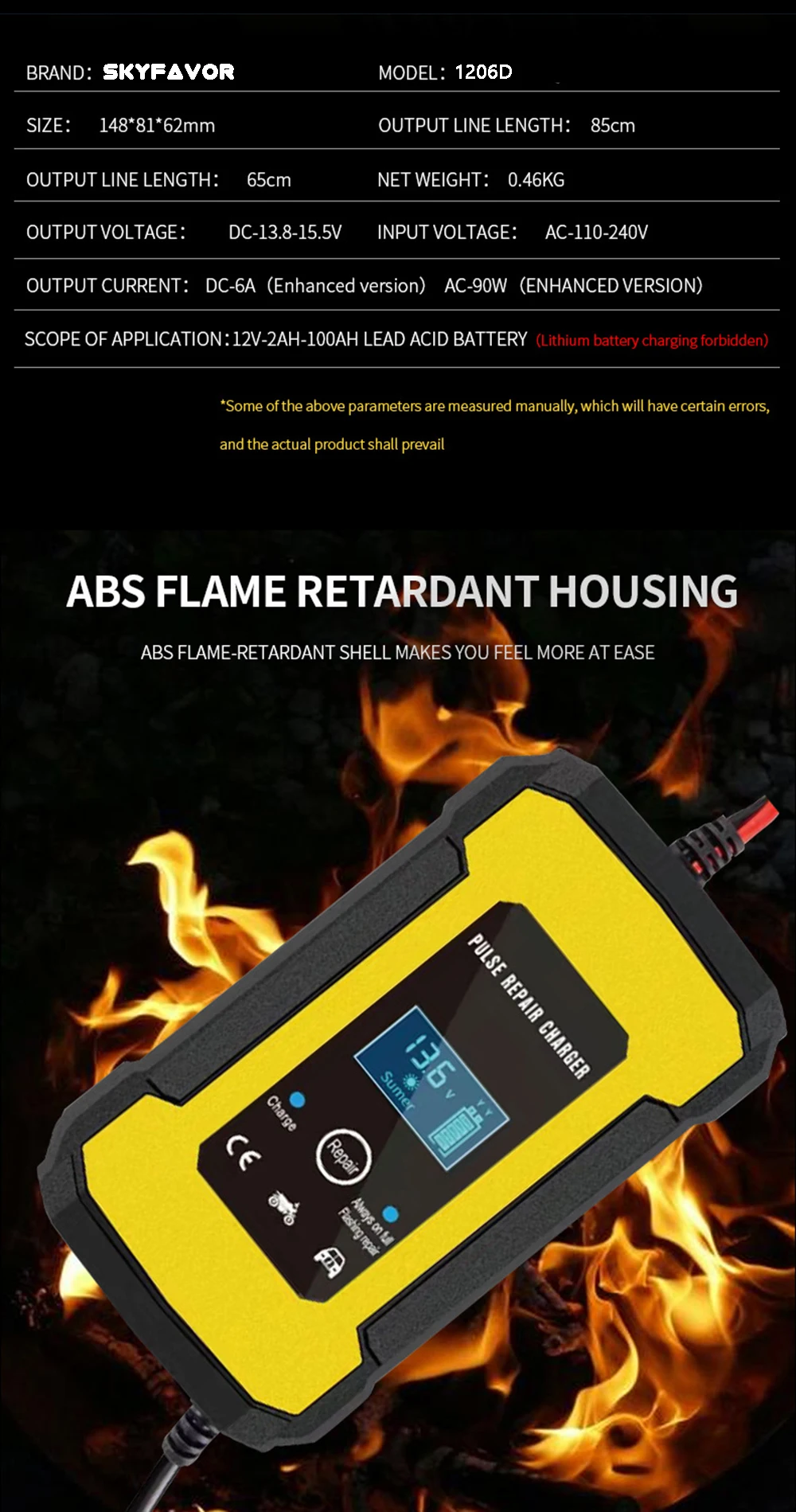 Automatic Intelligent 12V battery charger 12V 6A fast Pulse Repair lead acid battery charger for car motorcycle truck batteries