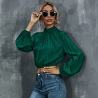 Tops Wholesale Casual Women Long-sleeved Short Blouse Ladies Crop Tops