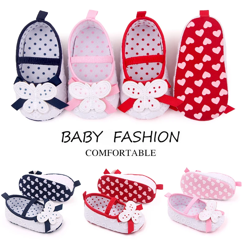 Spring and Autumn New Embroidered butterfly Princess Baby Toddler Shoes for Girls factory