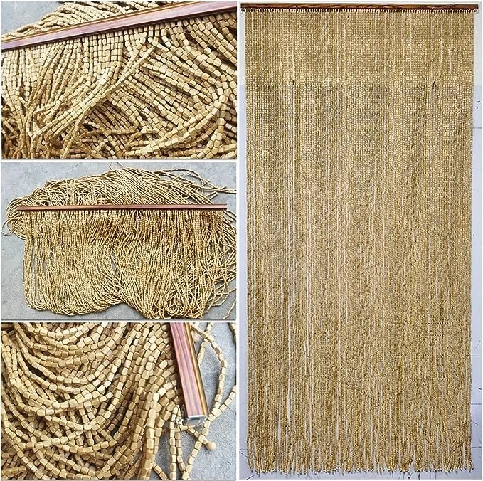 Natural  Wooden Bamboo Beaded String Curtains for bedroom  Home Decor living room Hanging Beads Door Curtain