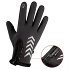 Gloves Men Black Winter Warm Touch Screen Anti Slip Waterproof Riding Gloves With Zipper