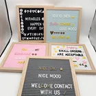 Wholesale 10*10 Inches Gray Wooden Felt Letter Board With Oak Frame Including 460 Letters And Bag And Stand