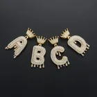 Jewelry Men Hip Hop Jewelry Crown Water Drop English Letter Pendant Micro Inlaid Zircon Necklace