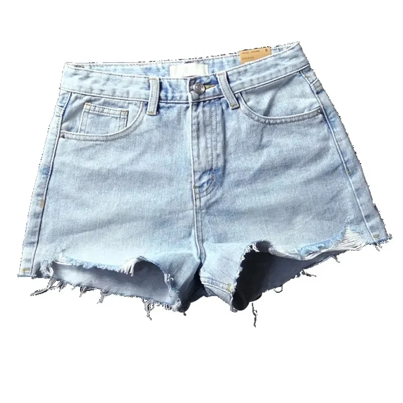 2024 New arrivals Ladies denim Summer shorts Shorts Jeans bag zipper fly pocket worn original rip denim ladies