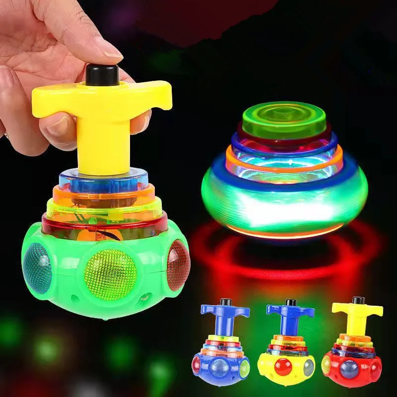 Party Gift Toy LED Luminous Rotary Top toys Spinning Tops Spin Toys LED Flashing Gyro Peg Tops Glow in The Dark Party Favors
