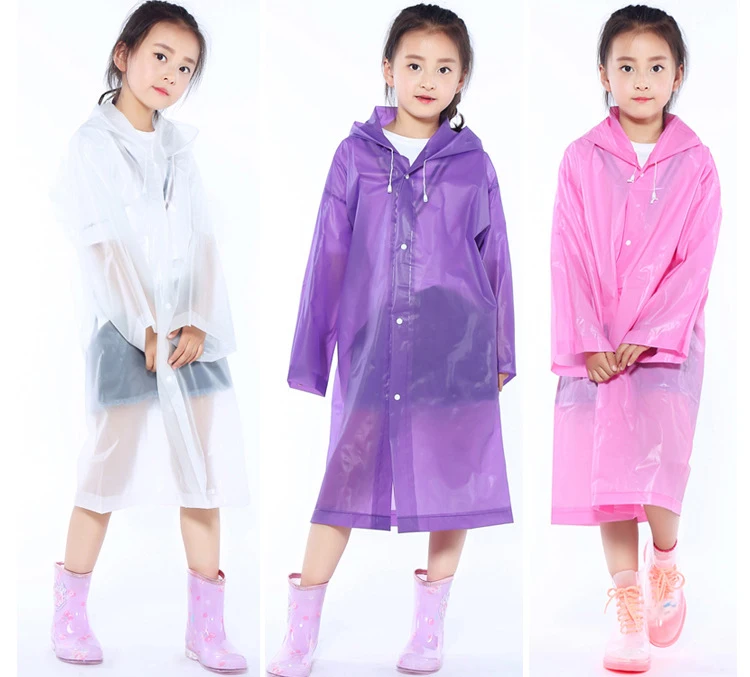 HJH439 Reusable EVA Children Raincoat Kids Thickened Waterproof Rain Coat Girl Boy Outdoor Hiking Rain Wear Rain Jacket