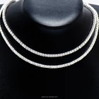Jewelry 925 Sliver Tennis Chain Iced Out Aaa Hiphop Silver Plated 3mm CZ Jewelry Diamond Tennis Necklace