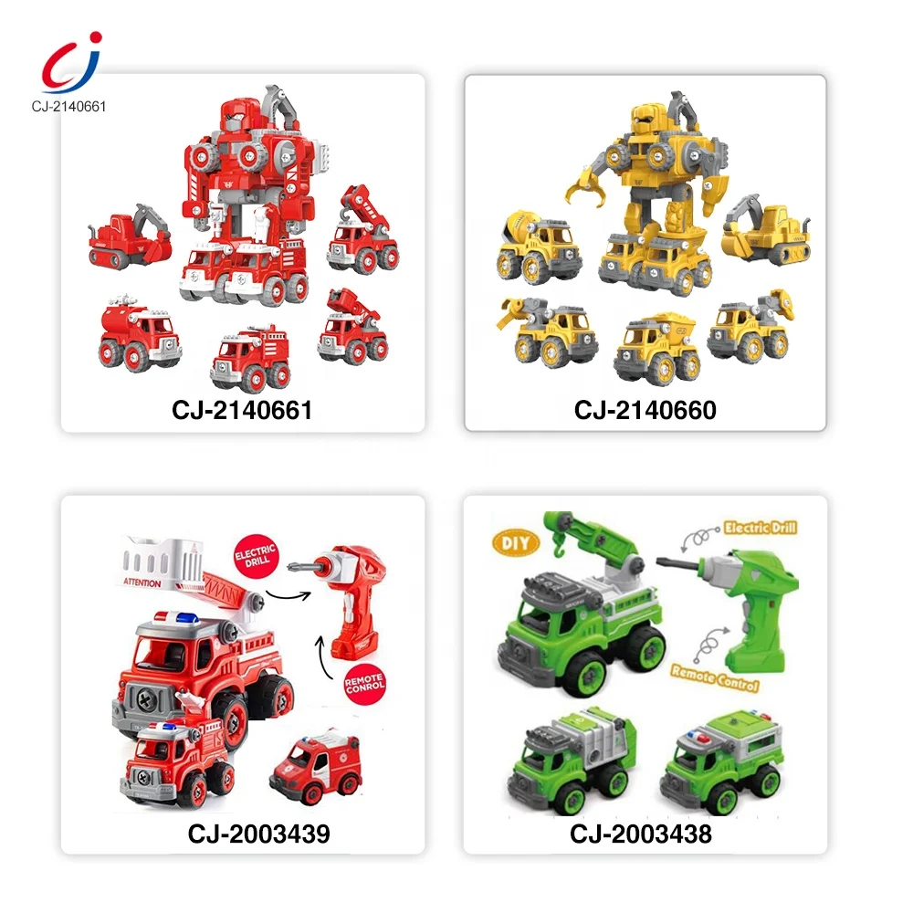 5in1 fire truck build autobots plastic deformation robot car kids plastic DIY robot deformable car assembly toy