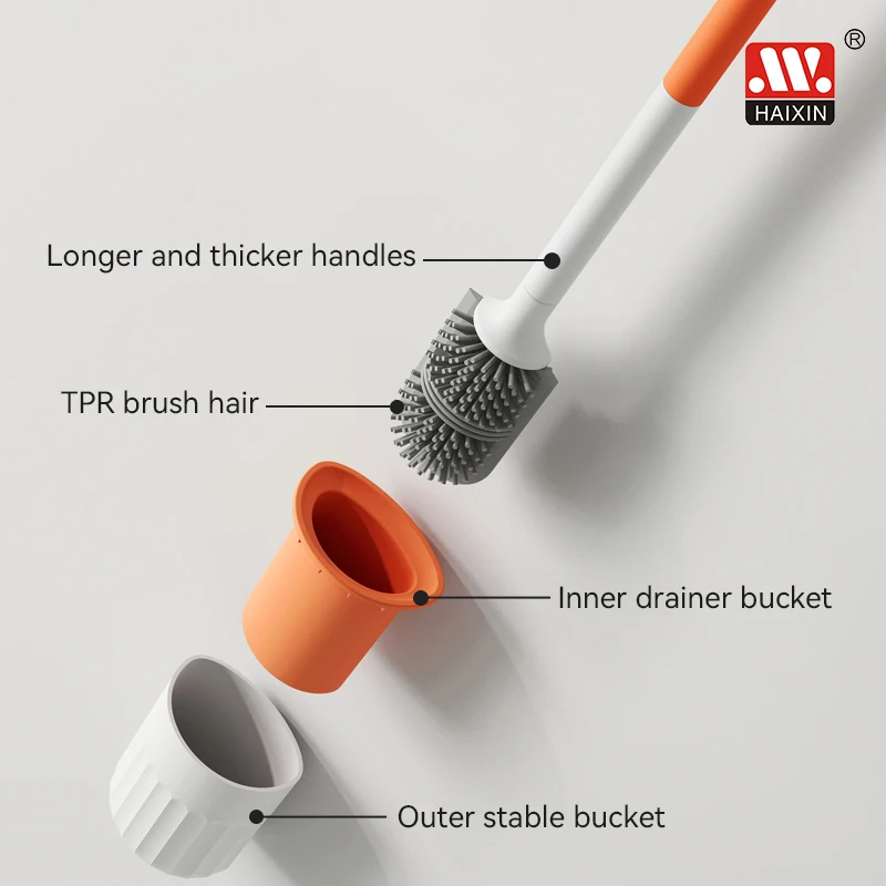 Home Hotel PP Wall Mounted Plastic Cleaning Toilet Brush With Holder Set